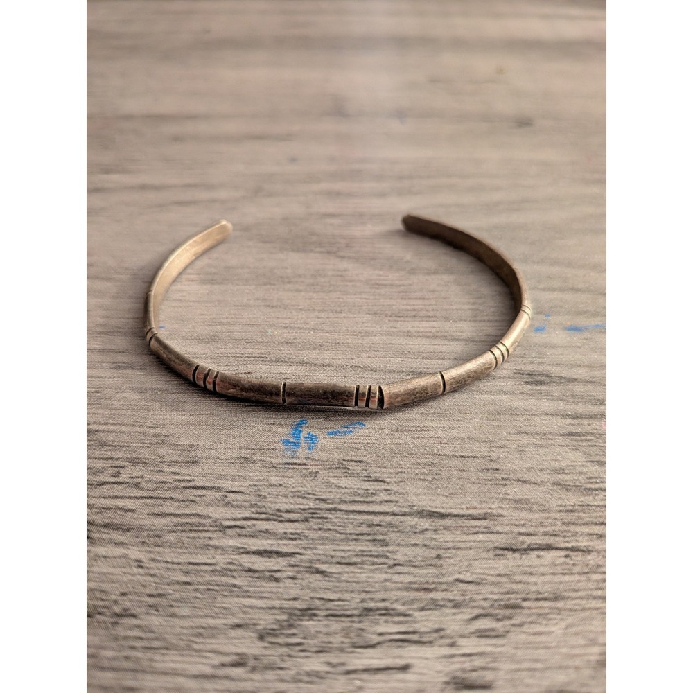 Vintage Tuareg Style Silver Cuff Bracelet Tribal Etched Bangle • Ethnic Berber‎
